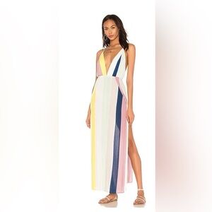 New with Tags Indah River Tropical Watercolor Stripe Maxi dress.